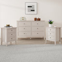 Large 6 Drawer Chest of Drawers and Pair of 3 Drawer Bedside Tables - Rowley Taupe Grey Range