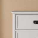 Large 6 Drawer Chest of Drawers with Black Handles - Lawrence White Ivory Range