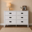 Large 6 Drawer Chest of Drawers with Black Handles - Lawrence White Ivory Range