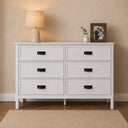 Large 6 Drawer Chest of Drawers with Black Handles - Lawrence White Ivory Range