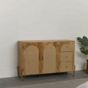 Large Acacia Wood Rattan Sideboard