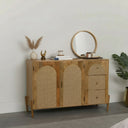 Large Acacia Wood Rattan Sideboard