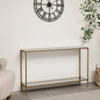 Large Antique Gold &amp; Glass Twist Metal Console Table