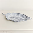 Large Antique Grey Bay Leaf Shaped Trinket Tray - 36cm