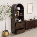 Large Arched Dark Wood Freestanding Storage Cabinet - Kingsley Range
