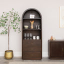Large Arched Dark Wood Freestanding Storage Cabinet - Kingsley Range