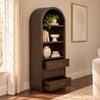 Large Arched Dark Wood Freestanding Storage Display Cabinet - Kingsley Range