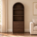 Large Arched Dark Wood Freestanding Storage Display Cabinet - Kingsley Range