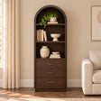 Large Arched Dark Wood Freestanding Storage Display Cabinet - Kingsley Range