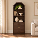 Large Arched Dark Wood Freestanding Storage Display Cabinet - Kingsley Range