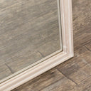 Large Arched White Washed Distressed Wooden Frame Wall &amp; Leaner Mirror - 90cm x 145cm