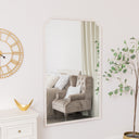 Large Arched White Washed Distressed Wooden Frame Wall &amp; Leaner Mirror - 90cm x 145cm
