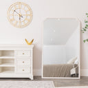 Large Arched White Washed Distressed Wooden Frame Wall &amp; Leaner Mirror - 90cm x 145cm