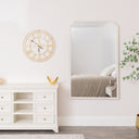 Large Arched White Washed Distressed Wooden Frame Wall &amp; Leaner Mirror - 90cm x 145cm