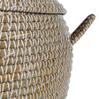 Large Beige &amp; White Woven Grass Storage Basket Planter