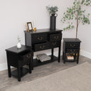 Large Black 4 Drawer Chest of Drawers &amp; Pair of Bedside Tables - Briggs Range