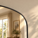 Large Black Framed Arched Wall Mirror 92cm x 91cm