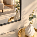 Large Black Framed Arched Wall Mirror 92cm x 91cm