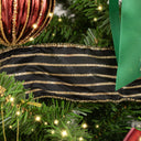 Large Black &amp; Gold Striped Ribbon Christmas Garland - 270cm (2.7m / 106.3')