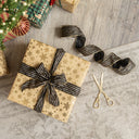 Large Black &amp; Gold Striped Ribbon Christmas Garland - 270cm (2.7m / 106.3')
