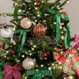 Large Black &amp; Gold Striped Ribbon Christmas Garland - 270cm (2.7m / 106.3')