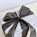 Large Black &amp; Gold Striped Ribbon Christmas Garland - 270cm