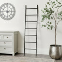 Large Black Iron Decorative Bobbled Ladder Shelving Unit - 177cm