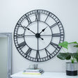 Large Black Iron Skeleton Wall Clock 88cm x 88cm