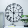 Large Black Iron Skeleton Wall Clock 88cm x 88cm