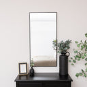 Large Black Thin Framed Wall Mirror 100cm x 50cm