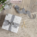 Large Black &amp; White Checked Christmas Tree &amp; Gift Wrapping Ribbon - 270cm (2.7m / 106.3')