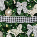 Large Black &amp; White Checked Christmas Tree &amp; Gift Wrapping Ribbon - 270cm (2.7m / 106.3')