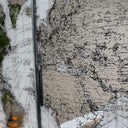 Large Black &amp; White Distressed Mirrored World Map Canvas Print 144cm x 81cm