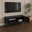 Large Black Wooden Fluted TV Cabinet / Media Unit - 120cm x 50cm - Hales Black Range