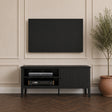 Large Black Wooden Fluted TV Cabinet / Media Unit - 120cm x 50cm - Hales Black Range