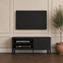 Large Black Wooden Fluted TV Cabinet / Media Unit - 120cm x 50cm - Hales Black Range