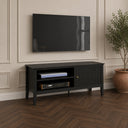 Large Black Wooden Fluted TV Cabinet / Media Unit - 120cm x 50cm - Hales Black Range