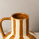 Large Brown &amp; Cream Ceramic Striped Betty Style Jug Vase