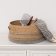 Large Brown & Grey Rope Lidded Storage Basket - 39cm