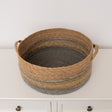 Large Brown &amp; Grey Rope Lidded Storage Basket - 39cm