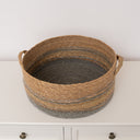 Large Brown &amp; Grey Rope Lidded Storage Basket - 39cm