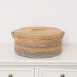 Large Brown &amp; Grey Rope Lidded Storage Basket - 39cm