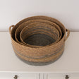 Large Brown &amp; Grey Rope Lidded Storage Basket - 39cm
