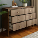 Large Chest of Drawers and Pair of Wide Bedside Tables - Hales Pale Wood Range