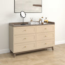 Large Cream 6 Drawer Chest of Drawers &amp; Pair Of 3 Drawer Bedside Tables - Oswin Range