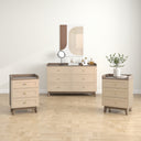 Large Cream 6 Drawer Chest of Drawers & Pair Of 3 Drawer Bedside Tables - Oswin Range