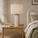 Large Cream Calico Table Lamp with Linen Shade
