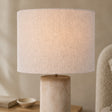 Large Cream Calico Table Lamp with Linen Shade