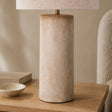 Large Cream Calico Table Lamp with Linen Shade