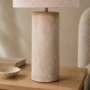 Large Cream Calico Table Lamp with Linen Shade
